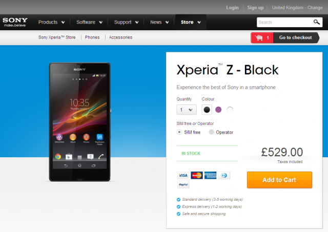 Xperia Z In Stock