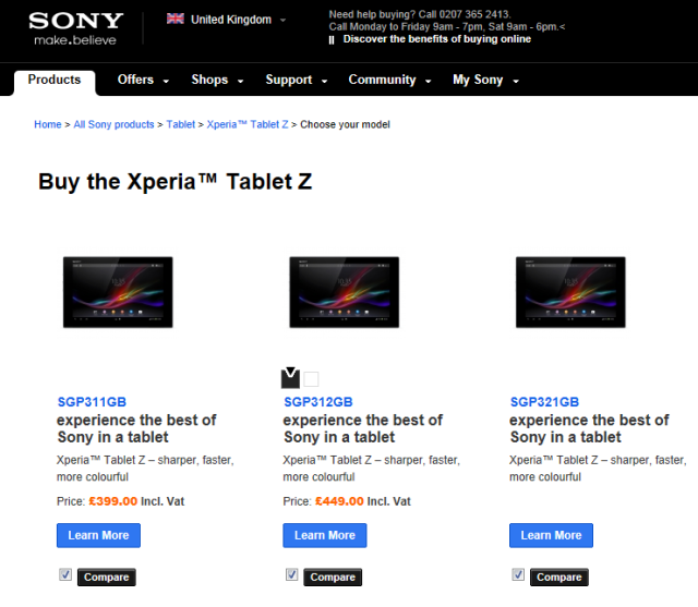 Xperia Tablet Z UK pre-order