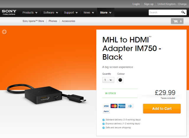 Sony IM750 MHL to HDMI adaptor