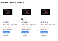 Xperia Tablet Z sold out