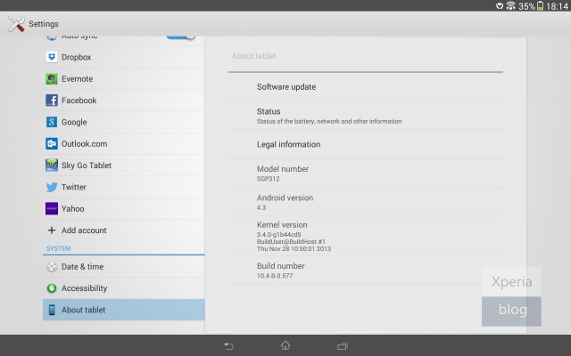 Xperia Tablet Z Wi-Fi_Android 4.3_3