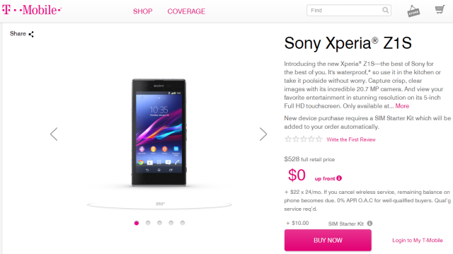 Xperia Z1s T-Mobile available