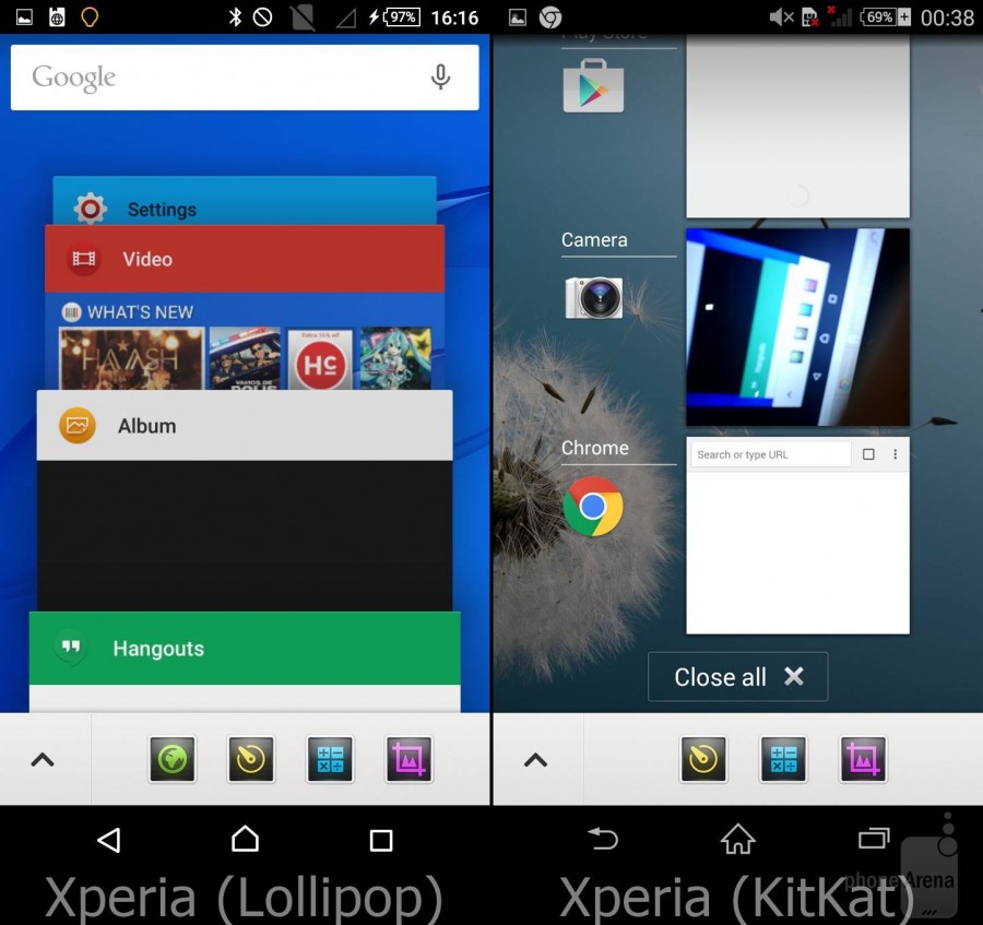 Comparación de la interfaz de Sony Xperia KitKat vs Lollipop