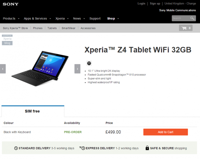 Xperia Z4 Tablet Pre-order_2