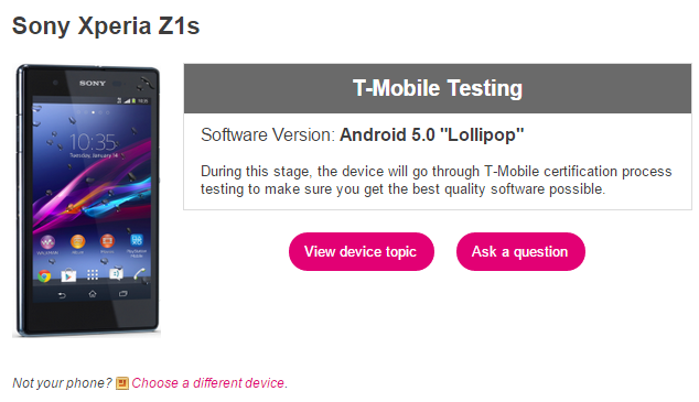 Xperia Z1s T-Mobile Testing