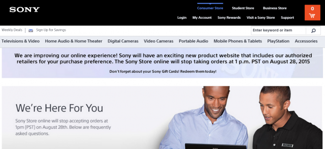 Sony Store US website to close