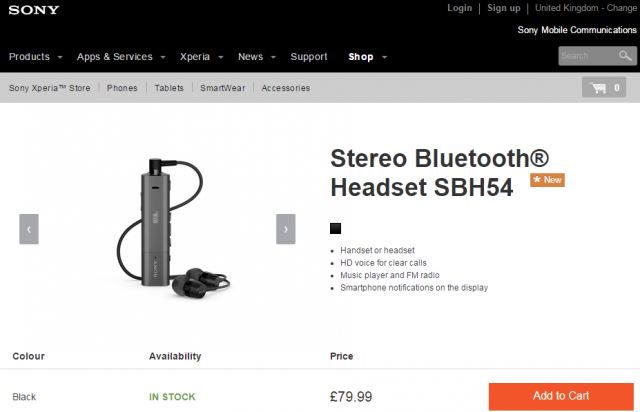 Sony Stereo Bluetooth Headset SBH54 now available