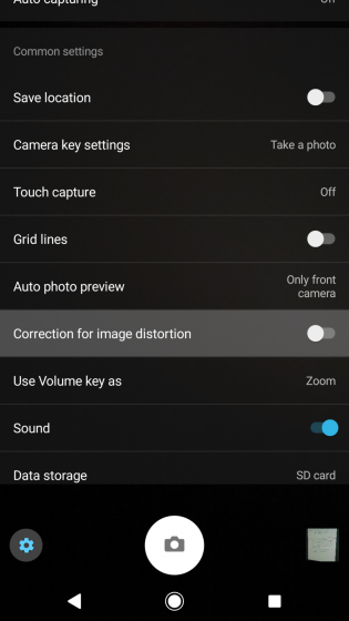 Sony Xperia XZ Premium Camera correction for image distortion